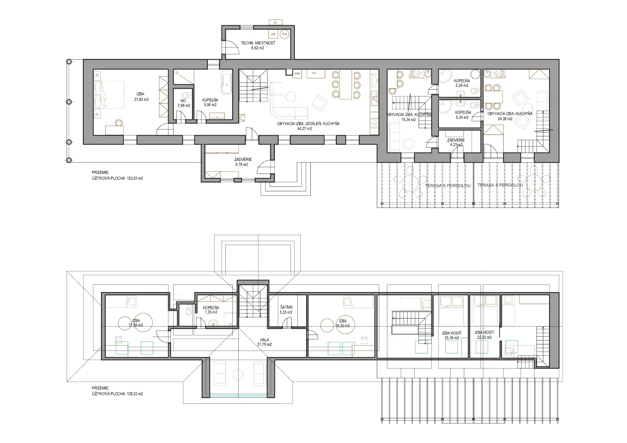 Dispozícia – Úprava rodinného domu s apartmánmi